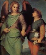 Andrea del Sarto Angel and christ in detail oil